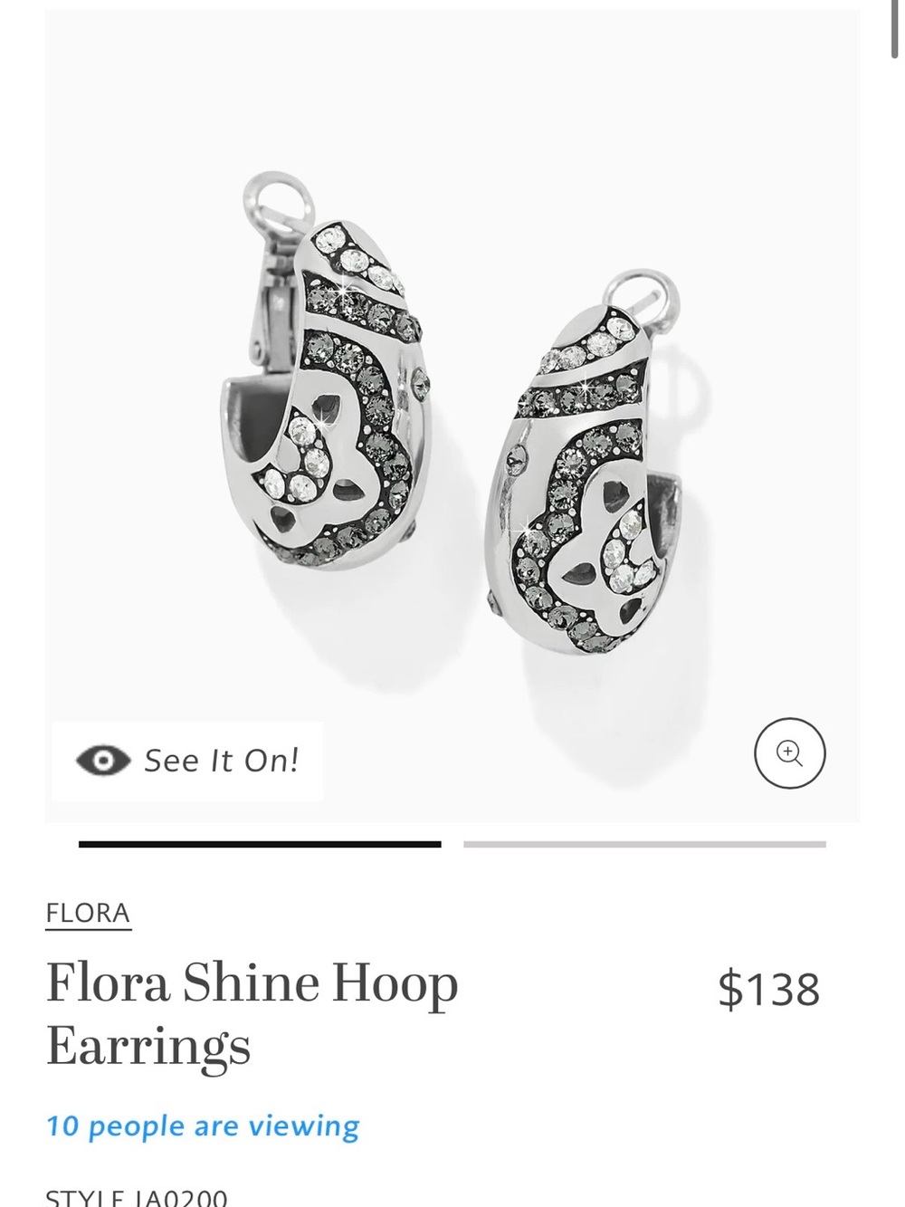 Brighton Silver Floral Crystal Hoop Earrings